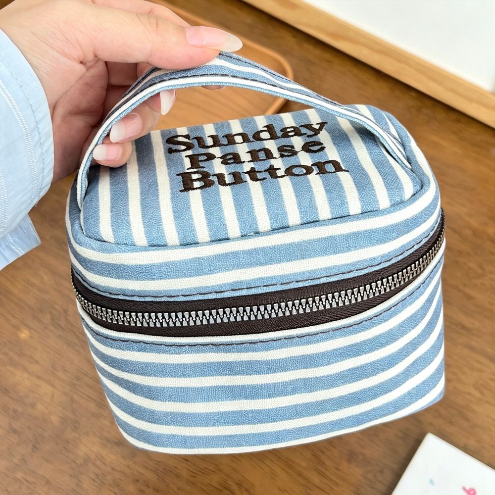 Portable Blue White Striped Sq - огляд і ціна Cosmetic Bags
